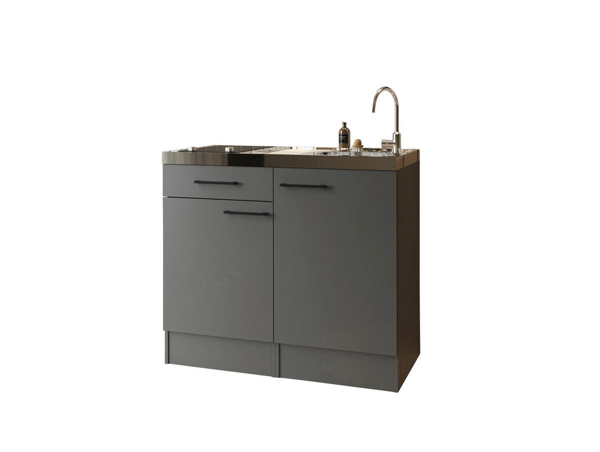 Minibucătărie  - negru/gri, Trend, metal/material pe bază de lemn (100cm) - Respekta