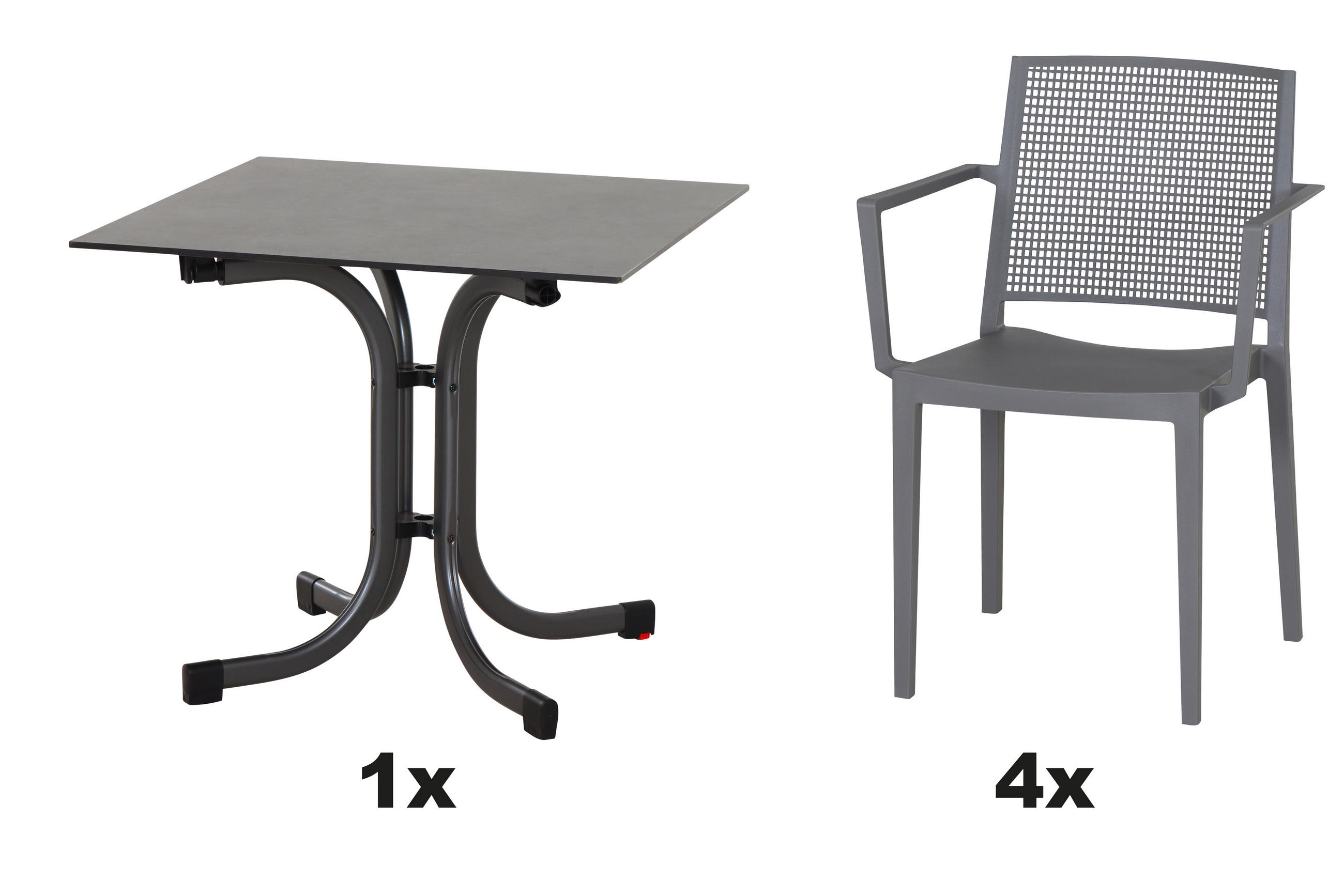 GARTENGARNITUR 5-teilig  - Anthrazit/Grau, Basics, Holzwerkstoff/Kunststoff (80/80/80cm) - Siena Garden