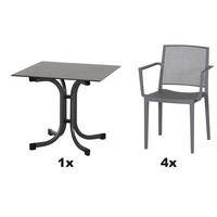GARTENGARNITUR 5-teilig  - Anthrazit/Grau, Basics, Holzwerkstoff/Kunststoff (80/80/80cm) - Siena Garden