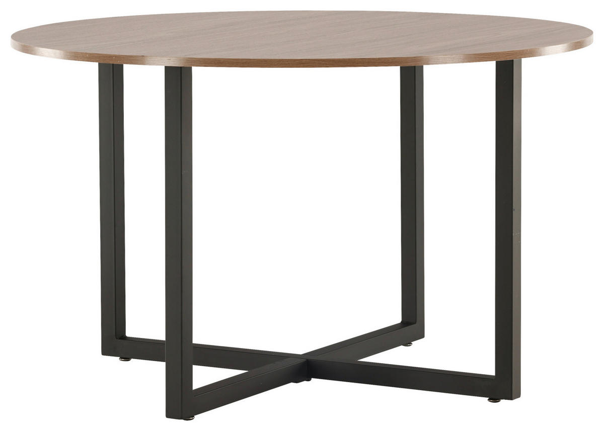 ESSTISCH in Metall, Holzwerkstoff 120/120/75 cm  - Walnussfarben/Schwarz, Design, Holzwerkstoff/Metall (120/120/75cm) - Livetastic