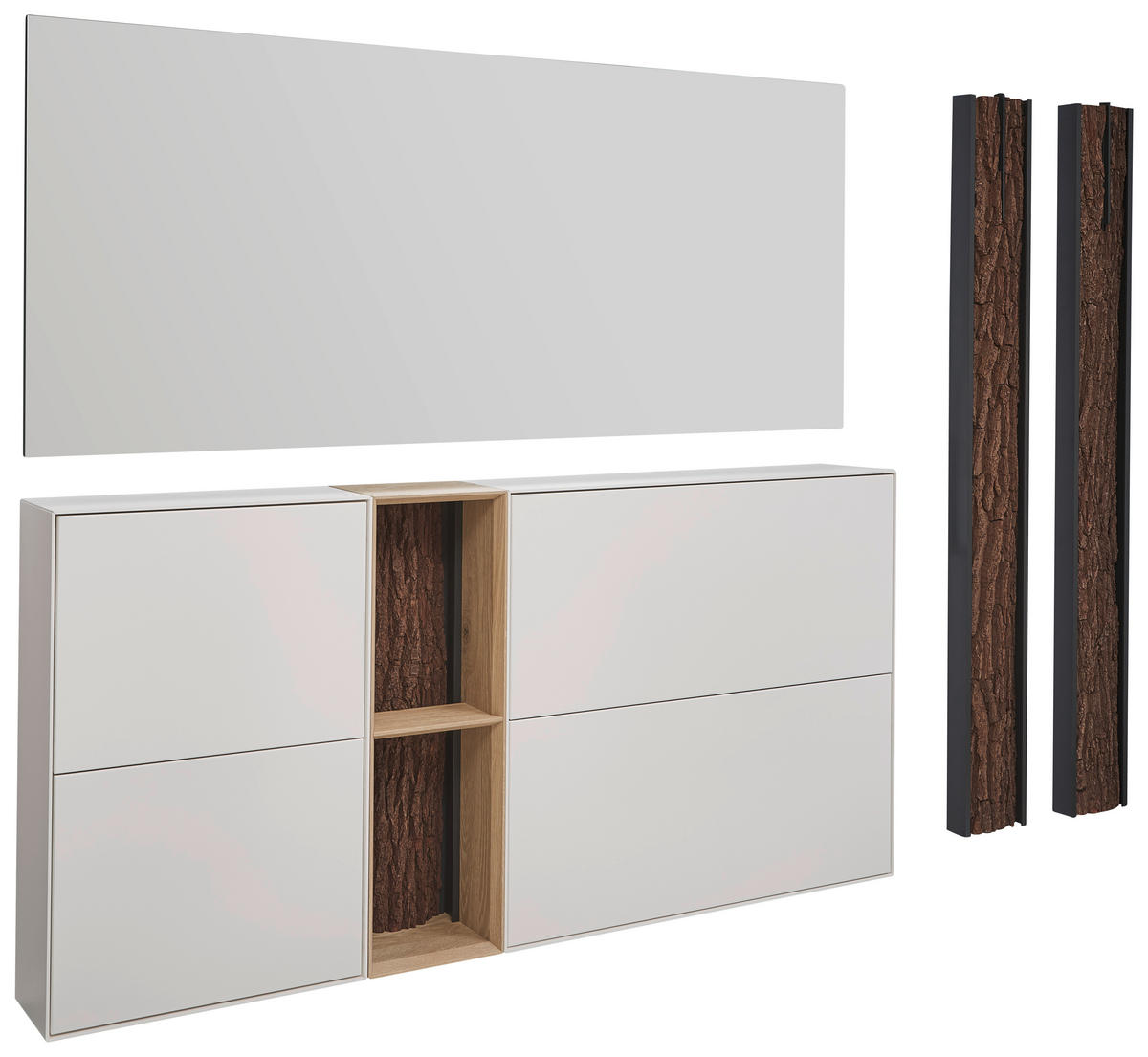 GARDEROBE 256/174/20 cm  - Weiss/Eichefarben, Design, Glas/Holz (256/174/20cm) - Johann Jakob