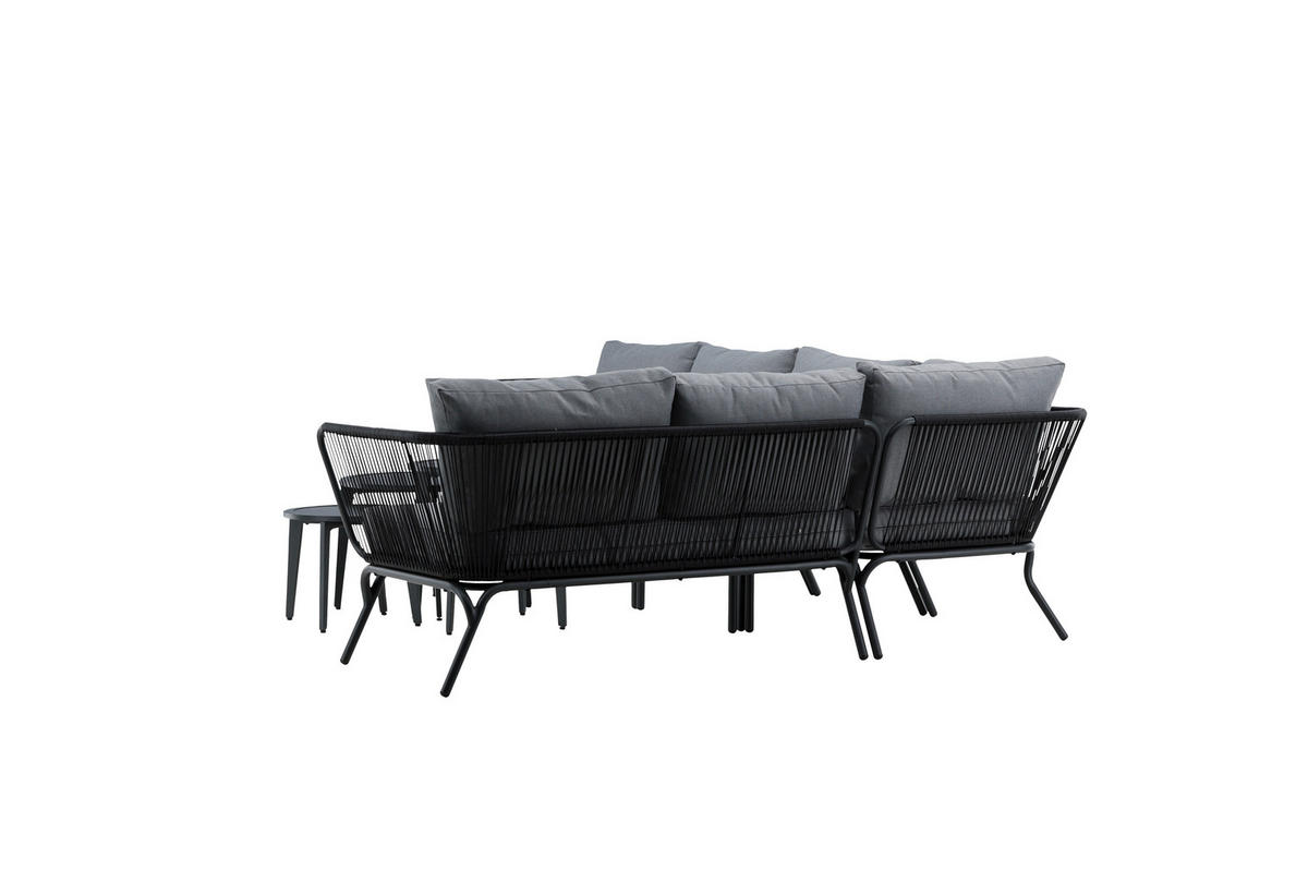 DINING-LOUNGESET Aluminium  - Schwarz/Grau, KONVENTIONELL, Textil/Metall - Gardenson