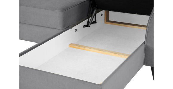 ECKSOFA Grau Velours - Schwarz/Grau, KONVENTIONELL, Holz/Textil (244/159cm) - Carryhome