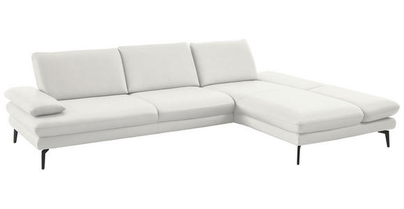 ECKSOFA in Echtleder Weiß 308/195 cm - Schwarz/Weiß, Design, Leder/Metall (308/195cm) - Dieter Knoll