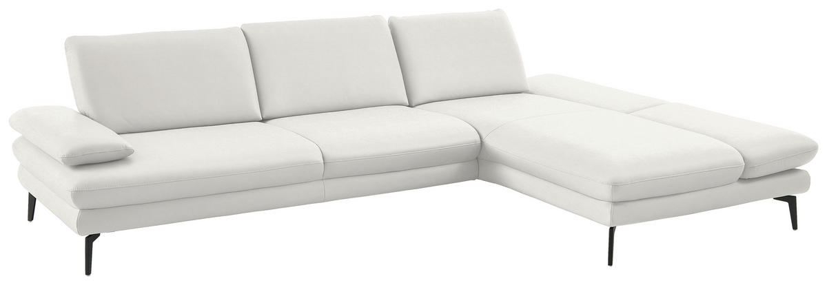 ECKSOFA in Echtleder Weiss  - Weiss/Schwarz, Design, Leder/Metall (308/195cm) - Dieter Knoll