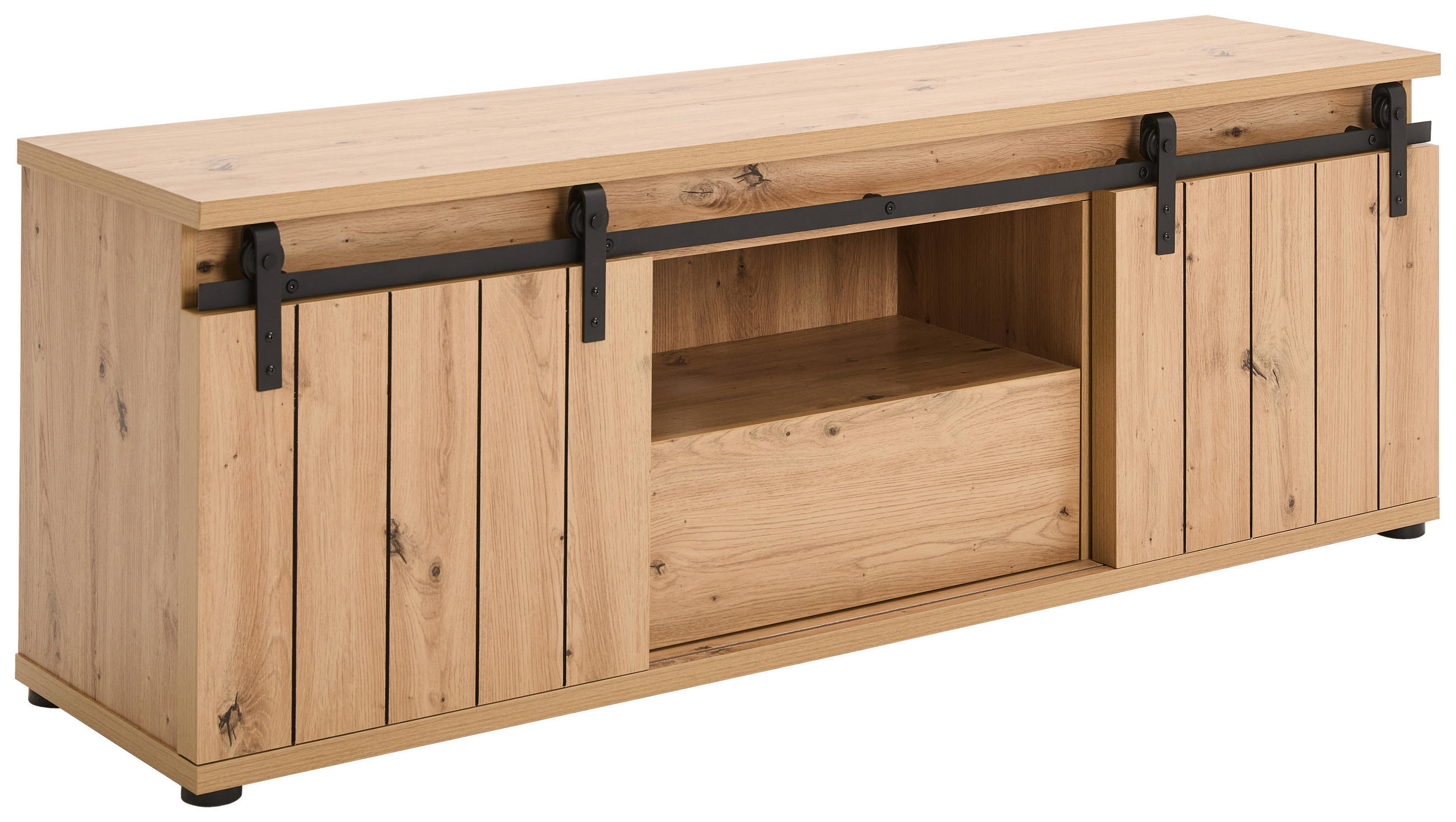 LOWBOARD 160/56/40 cm  - Eichefarben/Schwarz, Lifestyle, Holzwerkstoff/Kunststoff (160/56/40cm) - Landscape