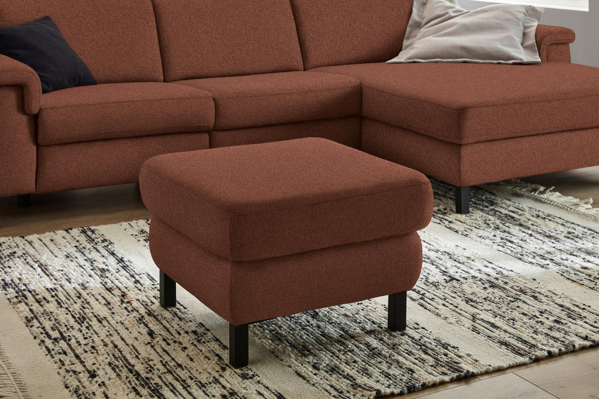 HOCKER Flachgewebe Rostfarben  - Rostfarben/Schwarz, KONVENTIONELL, Textil/Metall (69/47/69cm) - Pure Home Comfort