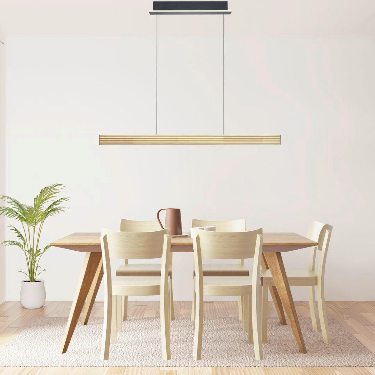 LED-HÄNGELEUCHTE Groove 120/3/45-180 cm  - Eichefarben/Schwarz, Design, Holz/Metall (120/3/45-180cm)