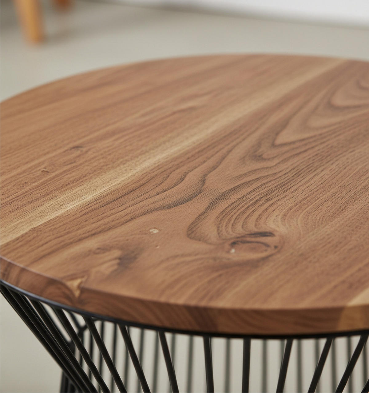 BEISTELLTISCH 46,5/46,5/41,5 cm Akazie vollmassiv Schwarz, Akaziefarben rund  - Schwarz/Akaziefarben, Trend, Holz/Metall (46,5/46,5/41,5cm) - Landscape