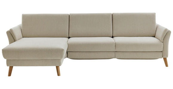 ECKSOFA in Chenille, Flachgewebe Beige  - Wildeiche/Beige, Design, Holz/Textil (157/281cm) - Valnatura