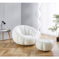 SESSELSET in Teddystoff Weiß  - Weiß, MODERN, Textil (97/65/95cm) - Livetastic