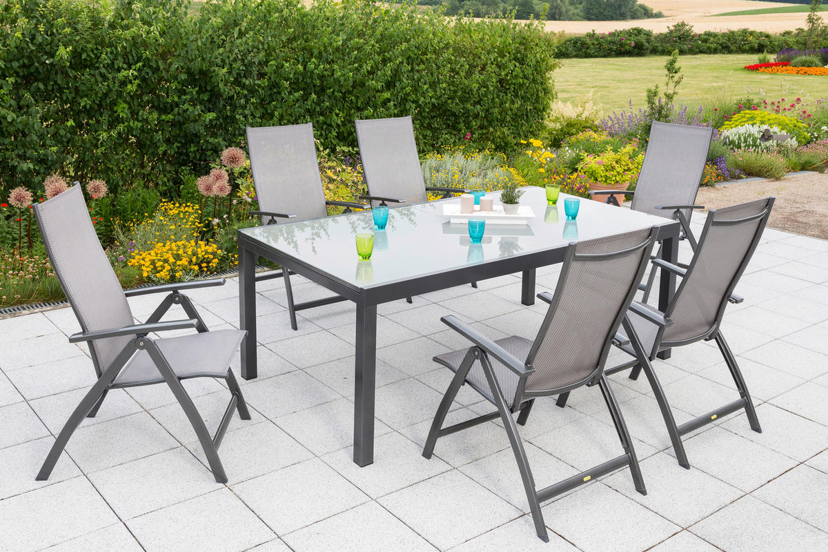 GARTENSET Aluminium  - Graphitfarben/Braun, MODERN, Textil/Metall - Gardenson
