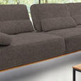 ECKSOFA in Flachgewebe Graubraun  - Graubraun/Schwarz, Natur, Holz/Textil (314/176cm) - Valnatura