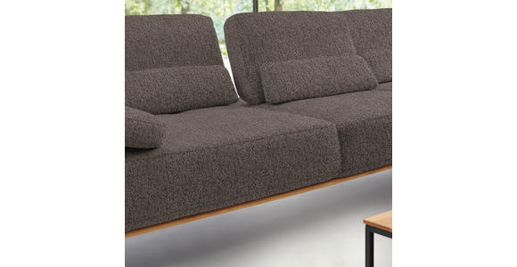 ECKSOFA in Flachgewebe Graubraun  - Graubraun/Schwarz, Natur, Holz/Textil (314/176cm) - Valnatura