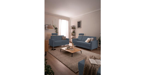 2-SITZER-SOFA in Flachgewebe Blau - Chromfarben/Blau, Design, Textil/Metall (158/83/85cm) - Xora