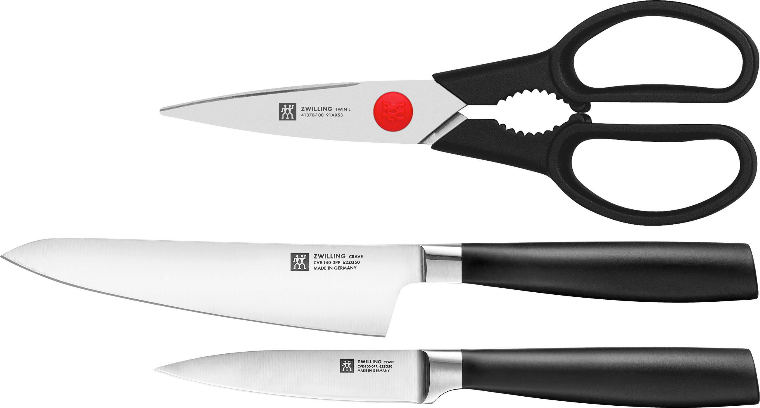 MESSERSET Crave 3-teilig  - Edelstahlfarben/Schwarz, Basics, Kunststoff/Metall - Zwilling