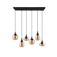 HÄNGELEUCHTE Lumina 93,8/34,5/150 cm   - Bernsteinfarben/Schwarz, Design, Glas/Metall (93,8/34,5/150cm) - Trio Leuchten