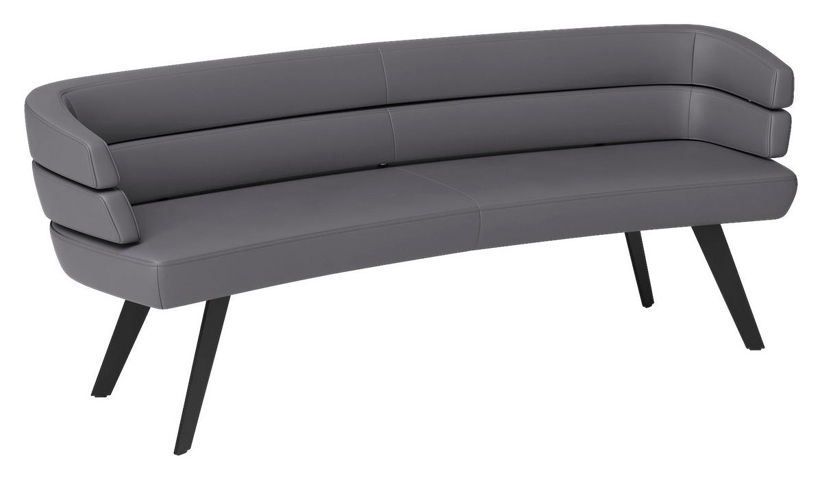 SITZBANK 229/84/77 cm Echtleder Schieferfarben  - Schieferfarben/Schwarz, Design, Leder/Metall (229/84/77cm) - Joop!