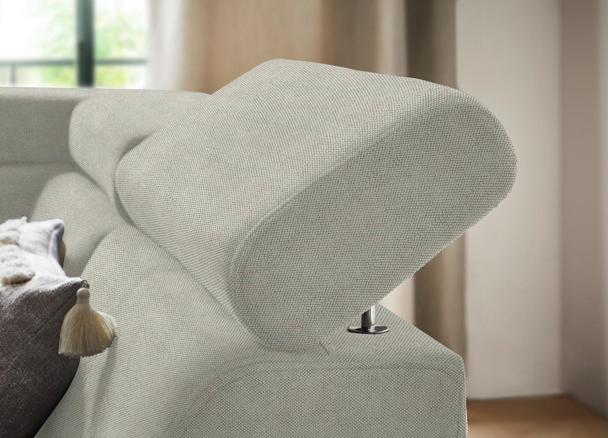 ECKSOFA in Webstoff Ecru  - Ecru/Schwarz, Design, Textil/Metall (260/203cm) - Stylife