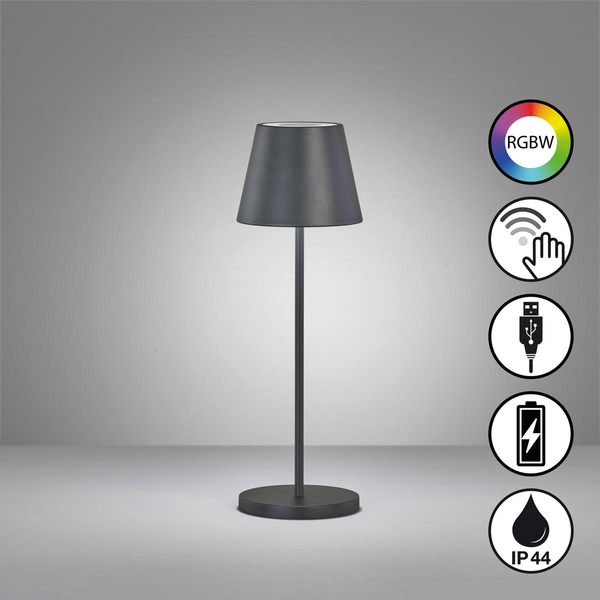 AKKU-TISCHLEUCHTE Cosenza 11/34 cm   - Schwarz, KONVENTIONELL, Metall (11/34cm)