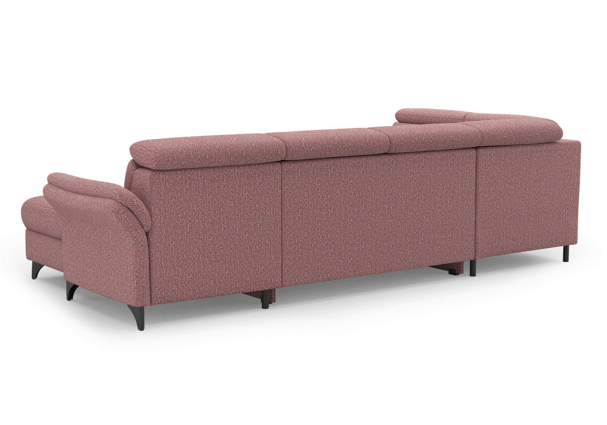 WOHNLANDSCHAFT GLENDALE E in Chenille Aubergine  - Aubergine/Schwarz, KONVENTIONELL, Textil/Metall (193/321/166cm) - Sit & More