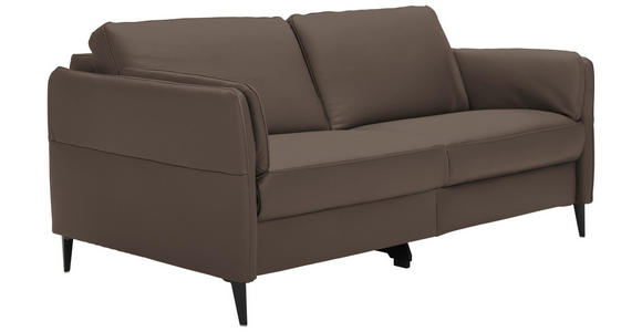 3-SITZER-SOFA in Leder Dunkelbraun  - Dunkelbraun/Schwarz, Design, Leder/Metall (190/84/99cm) - Dieter Knoll