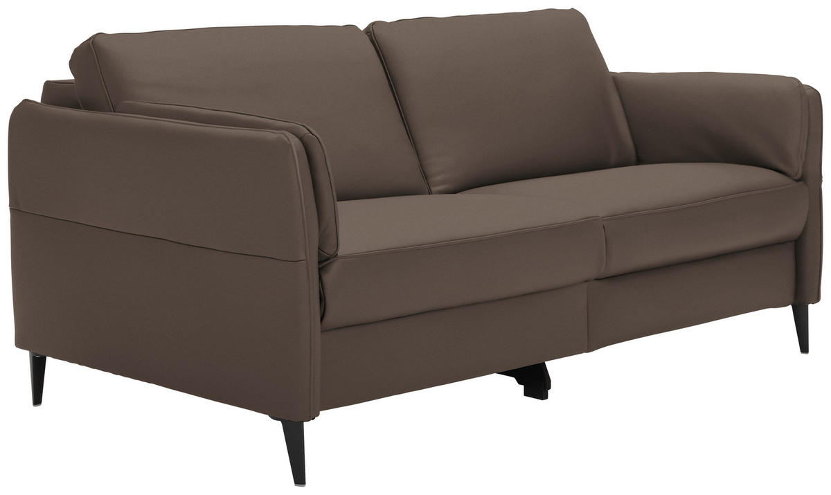 3-SITZER-SOFA in Echtleder Dunkelbraun  - Dunkelbraun/Schwarz, Design, Leder/Metall (190/84/99cm) - Dieter Knoll