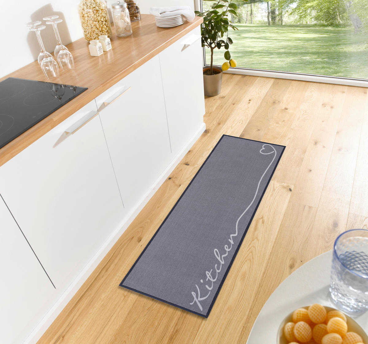 Ästhetisch: Küchenläufer (rech 50/150 cm Cook & Clean Grau, Weiß  - Weiß/Grau, Design, Kunststoff/Textil (50/150cm)