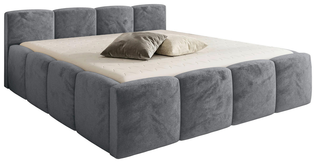 POLSTERBETT 180/200 cm,  in Anthrazit, gepolstertes Kopfteil, Lattenrost, Bettkasten,  - Anthrazit/Schwarz, MODERN, Holz/Textil (180/200cm) - Chameo