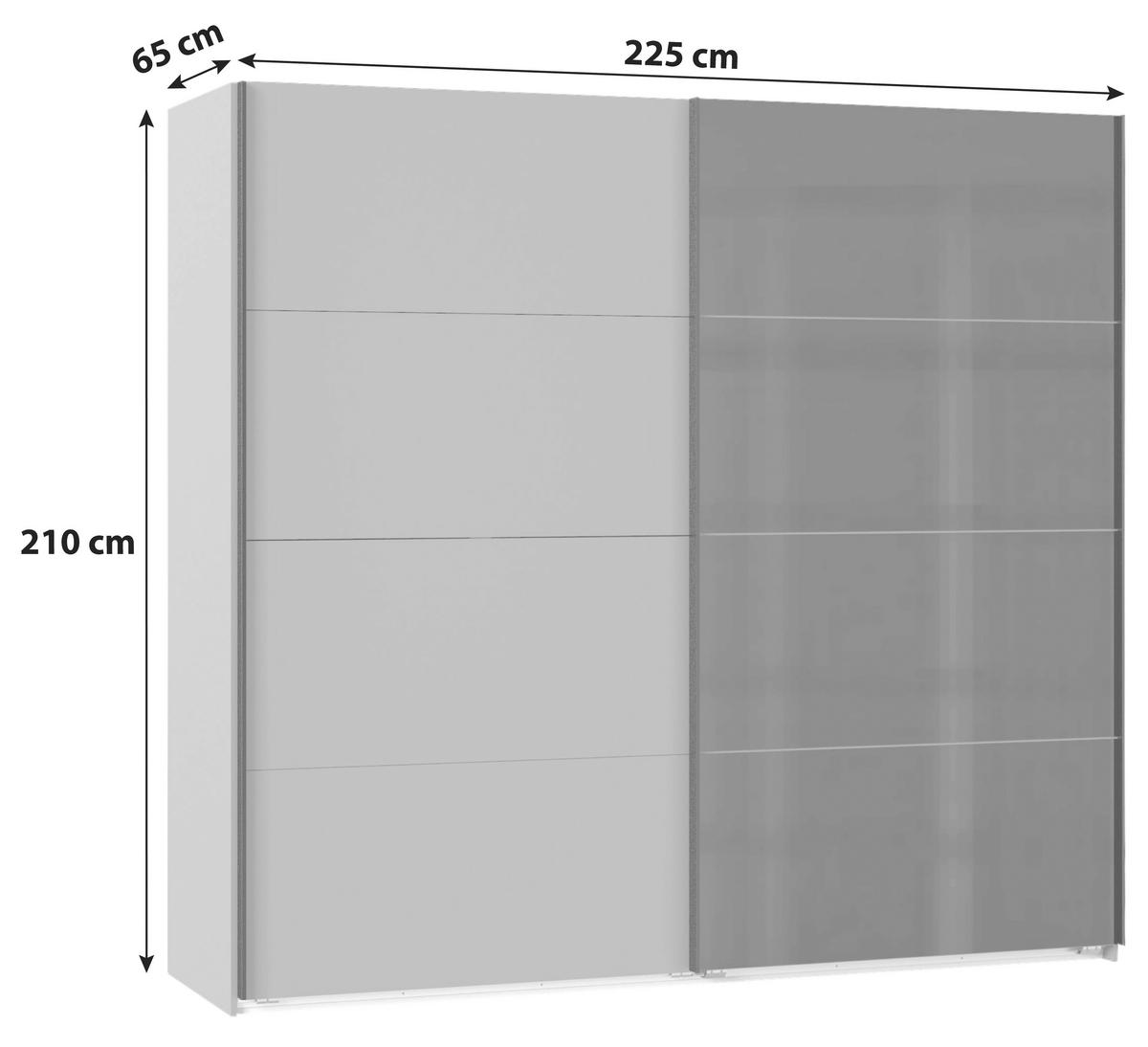 GARDEROB MED SKJUTDÖRRAR 225/210/65 cm 2-dörrar - grafitfärgad/svart, Basics, metall/trämaterial (225/210/65cm) - Livetastic