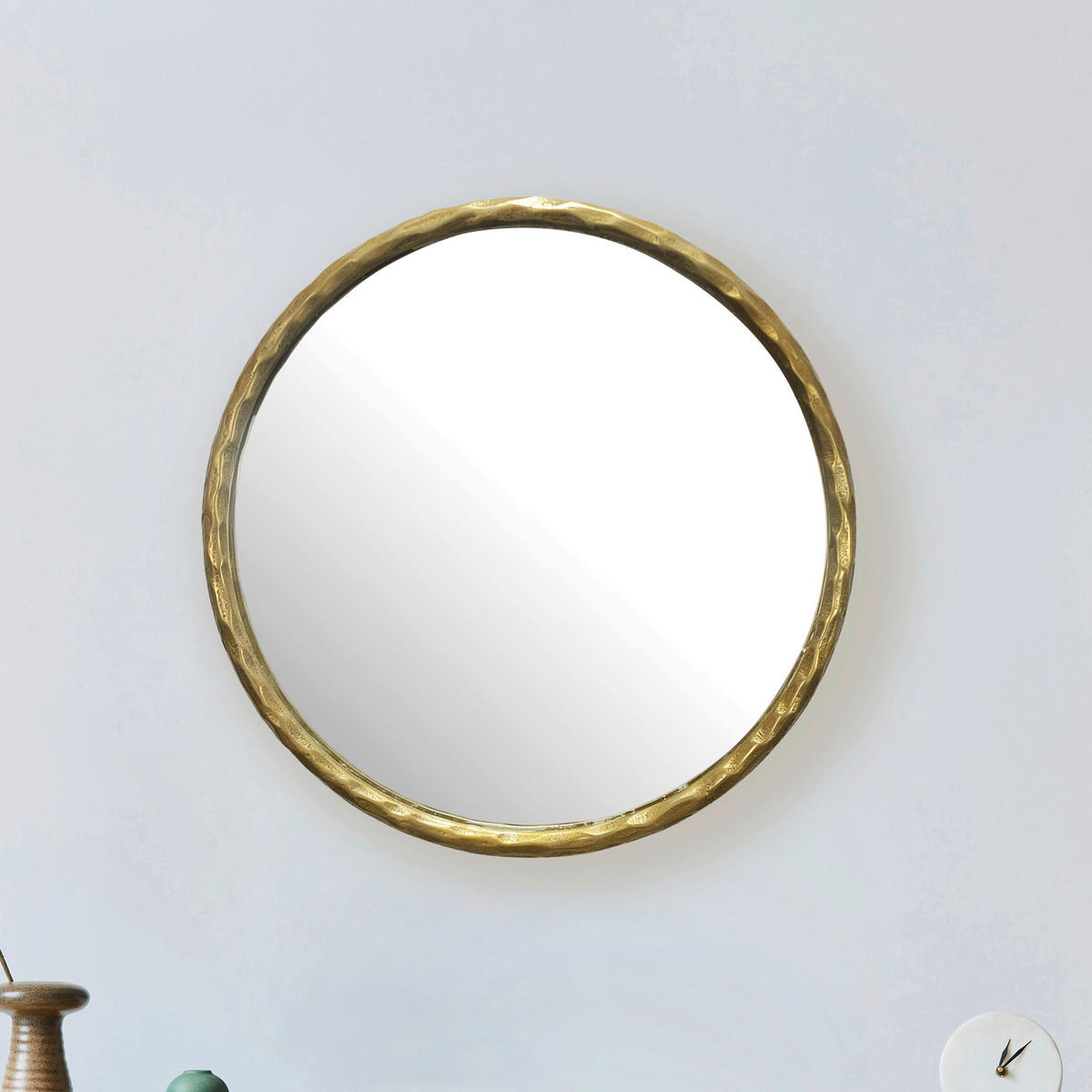 STENSKO OGLEDALO, 60/60/4 cm steklo  - zlate barve, Design, kovina/steklo (60/60/4cm) - MID.YOU