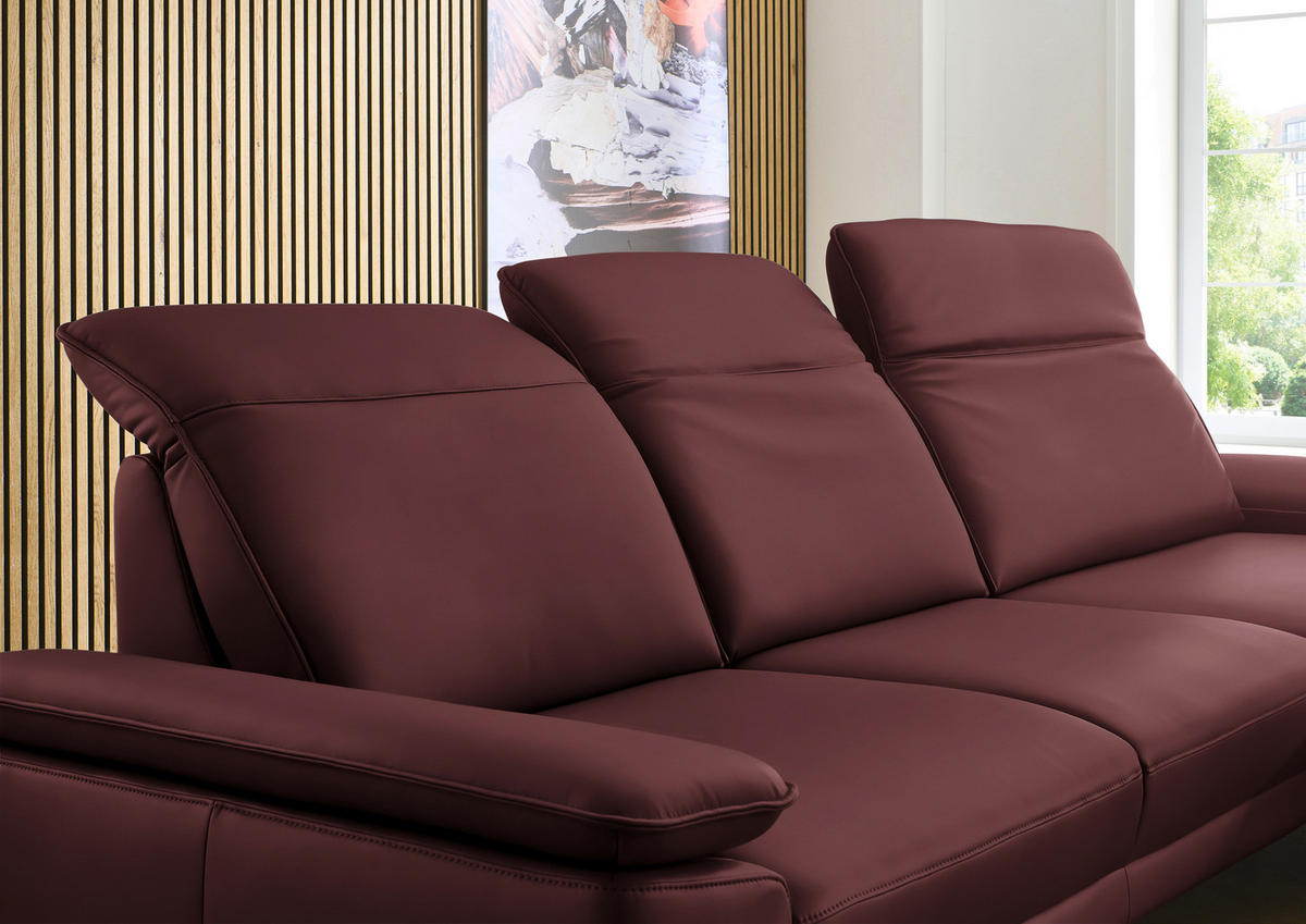 ECKSOFA in Echtleder Brombeere  - Brombeere/Schwarz, Design, Leder/Metall (332/193cm) - Dieter Knoll