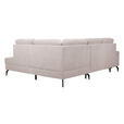 ECKSOFA inkl. Funktionen Creme Velours Bettkasten, Sitzvorzug  - Creme/Schwarz, KONVENTIONELL, Textil/Metall (253/206cm) - Venda