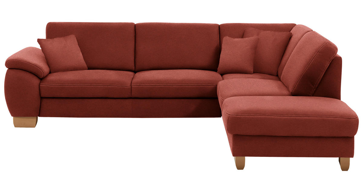 ECKSOFA in Mikrofaser Rot  286/236 cm  - Wildeiche/Beige, Natur, Holz/Textil (286/236cm) - Voleo