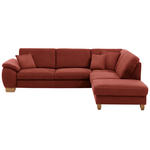 ECKSOFA in Mikrofaser Rot  - Wildeiche/Beige, Natur, Holz/Textil (286/236cm) - Voleo