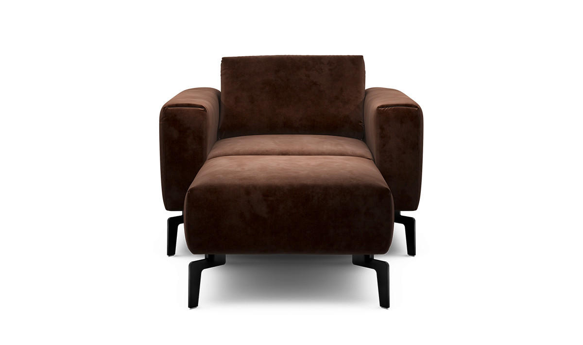 Sessel inkl. Hocker Samt    - Schwarz/Braun, Design, Textil/Metall (110/85/86-94cm) - SENSOO