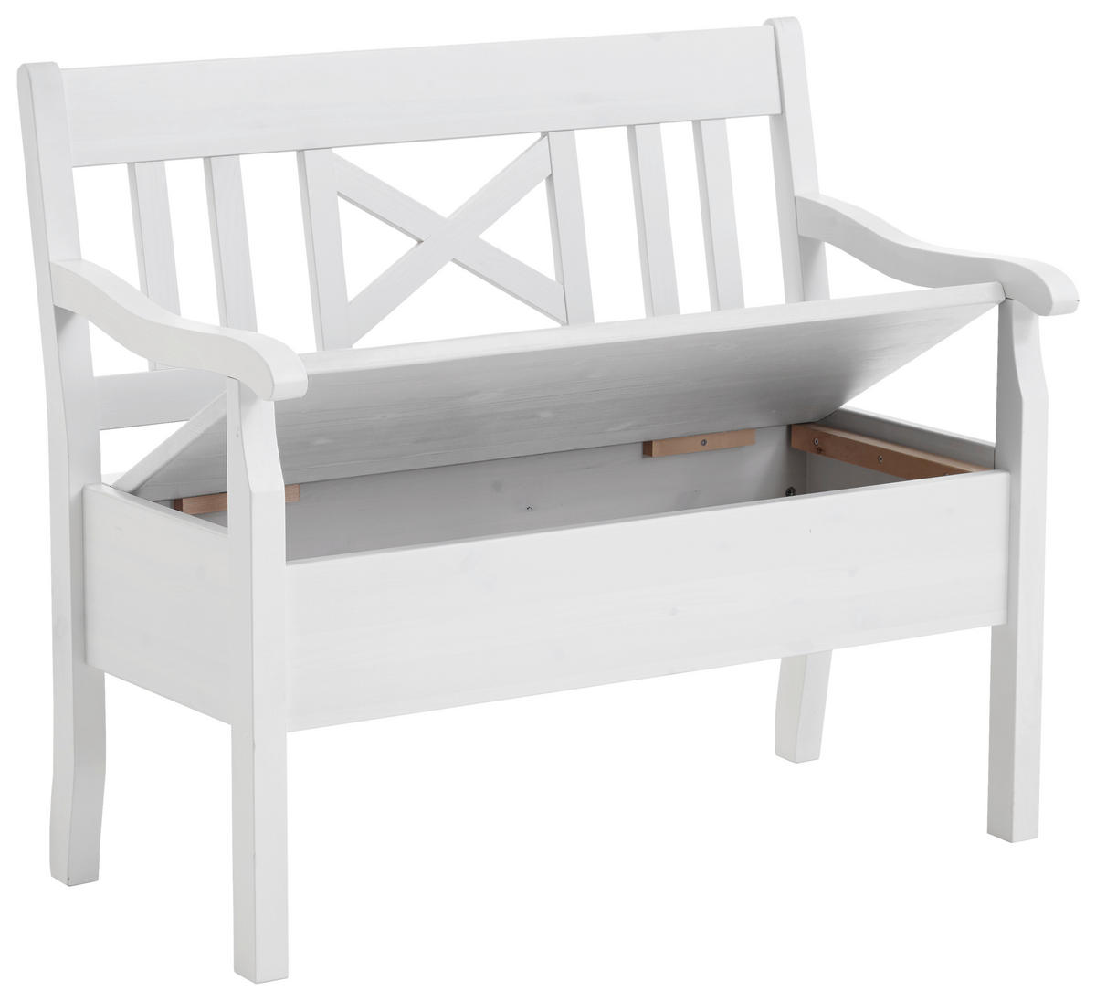 SITZBANK 105/93/58 cm Weiß Kiefer massiv  - Weiß, ROMANTIK / LANDHAUS, Holz (105/93/58cm) - Boxxx