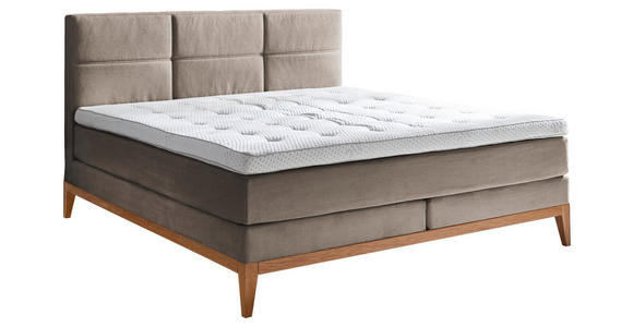 BOXSPRINGBETT 180/200 cm in Taupe - Taupe/Eichefarben, KONVENTIONELL, Holz/Textil (180/200cm) - Carryhome