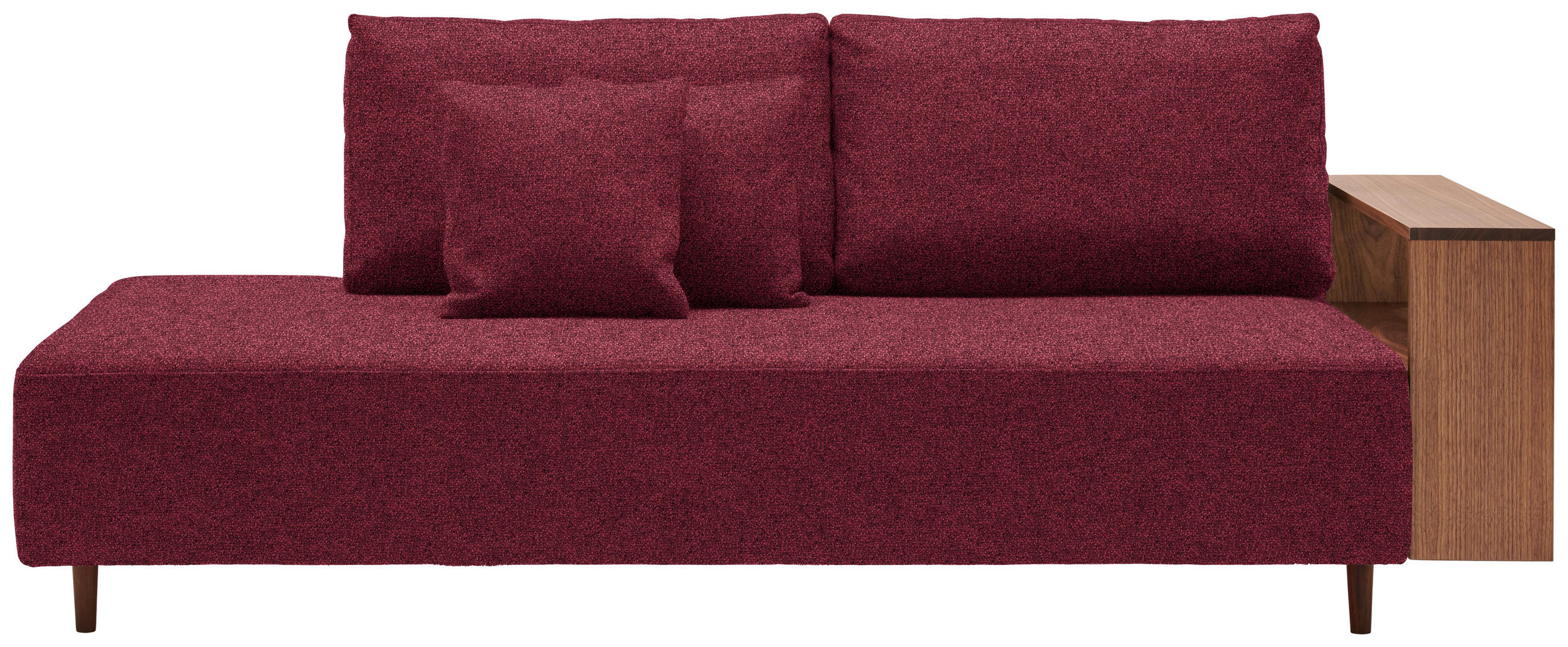 SCHLAFSOFA in Textil Rot  - Rot/Nussbaumfarben, Natur, Holz/Textil (228/90/100cm) - Joka
