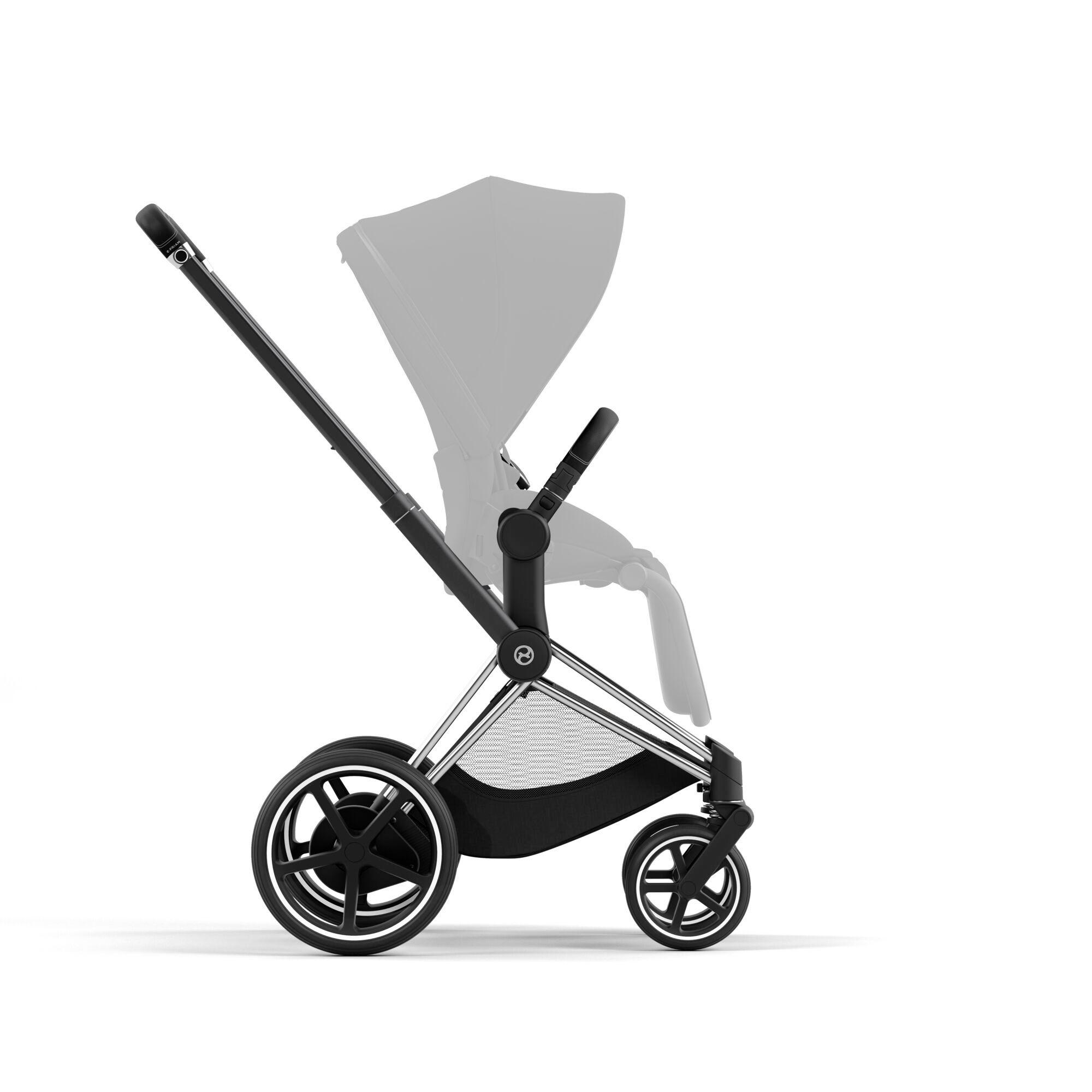 KINDERWAGENGESTELL ePriam Chrome Black  - Schwarz/Alufarben, Basics, Metall (59/117/95cm) - Cybex