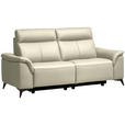3-SITZER-SOFA  in Echtleder Creme   - Creme/Schwarz, Design, Leder/Metall (207/107/98cm) - Belluti