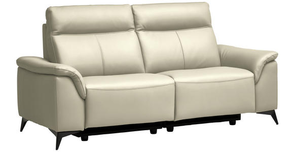3-SITZER-SOFA  in Echtleder Creme   - Creme/Schwarz, Design, Leder/Metall (207/107/98cm) - Belluti