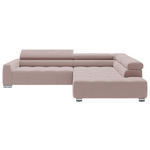 ECKSOFA in Cord Rosa  - Chromfarben/Rosa, KONVENTIONELL, Textil/Metall (311/219cm) - Hom`in