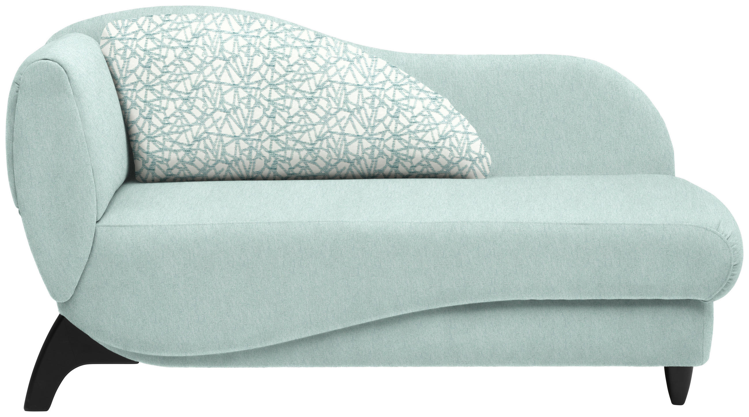 RÉCAMIERE  in Webstoff Mintgrün  - Schwarz/Mintgrün, MODERN, Holz/Textil (171-190/87/84cm) - Joka