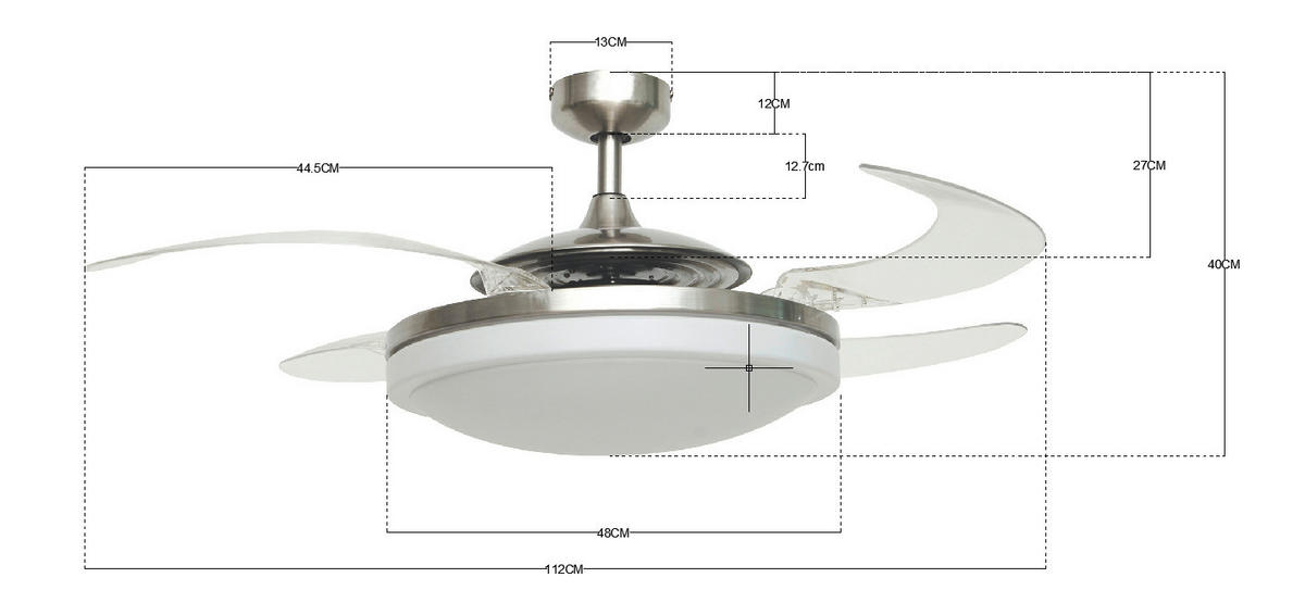 DECKENVENTILATOR Endure 122/41 cm   - Chromfarben/Transparent, Basics, Kunststoff/Metall (122/41cm) - P & B