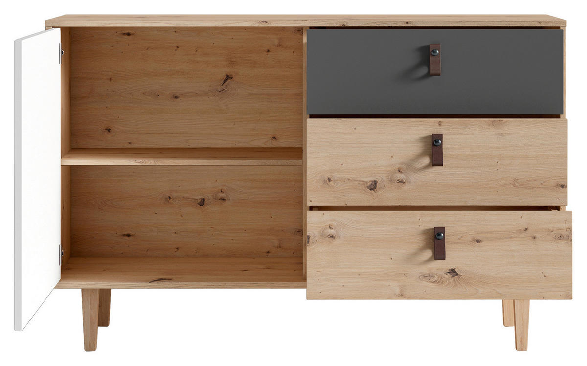 SIDEBOARD  in 120/77/36,5 cm  - Eichefarben/Anthrazit, Design, Holz/Holzwerkstoff (120/77/36,5cm) - MID.YOU