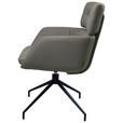ARMLEHNSTUHL  Lederauswahl, Wippfunktion, Sitzfläche 360° drehbar  Echtleder  - Dunkelgrau/Schwarz, Design, Leder/Metall (62/92/66cm) - Dieter Knoll