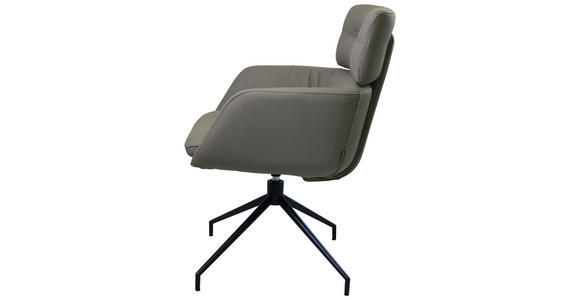 ARMLEHNSTUHL  Lederauswahl, Wippfunktion, Sitzfläche 360° drehbar  Echtleder  - Dunkelgrau/Schwarz, Design, Leder/Metall (62/92/66cm) - Dieter Knoll