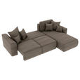 ECKSOFA Taupe Cord  - Taupe/Chromfarben, KONVENTIONELL, Kunststoff/Textil (293/195cm) - Carryhome