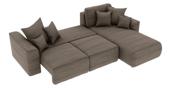 ECKSOFA Taupe Cord  - Taupe/Chromfarben, KONVENTIONELL, Kunststoff/Textil (293/195cm) - Carryhome